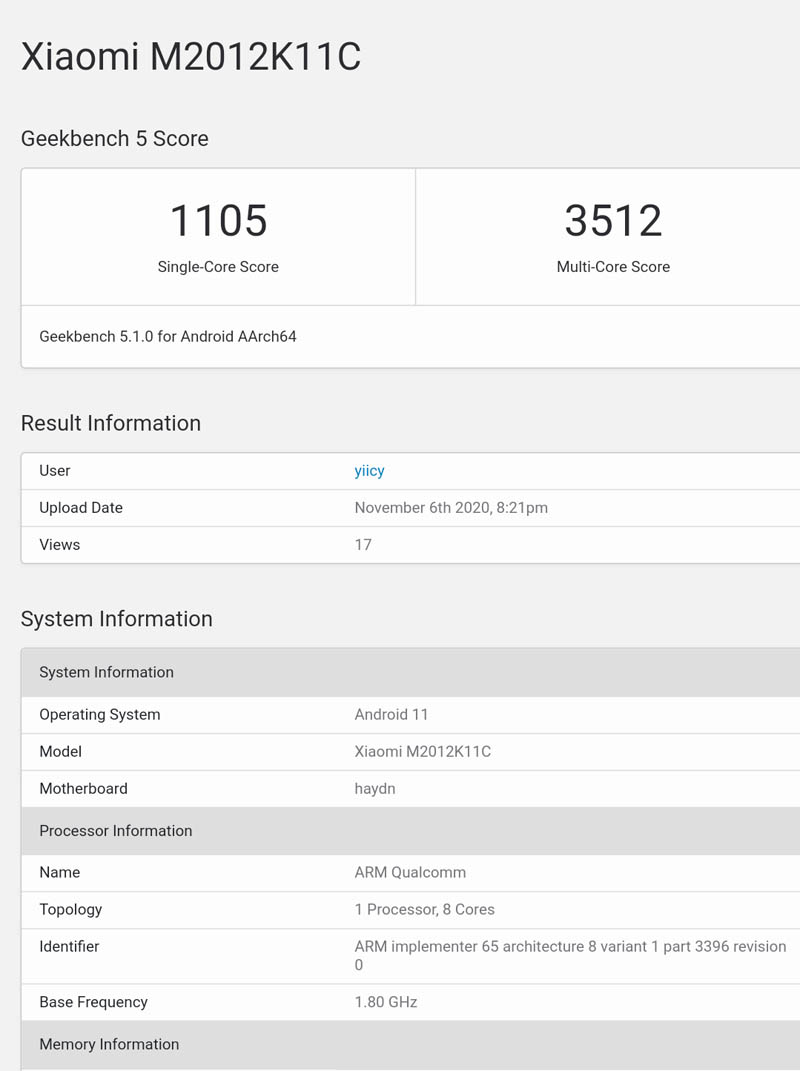 Snapdragon 875benchmark