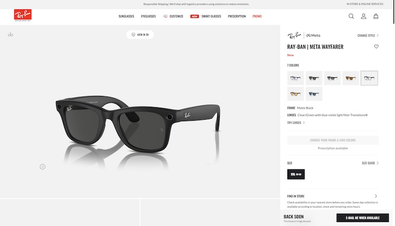 Ray-Ban Meta glasses